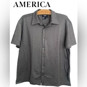 🩵Vintage America Gray Casual Button Down Shirt